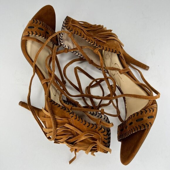 Jessica Simpson Womens Mareya Brown Fringe Ankle Straps Size 7M Gladiator Sandal - Picture 6 of 8